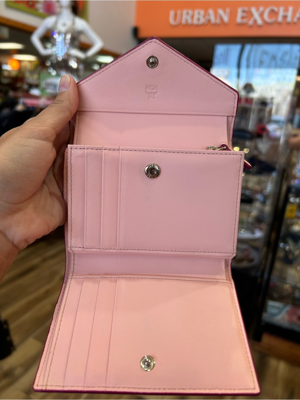 MCM Visetos Leather Colorblock Love Letter Mini Card Case - Picture 7 of 14